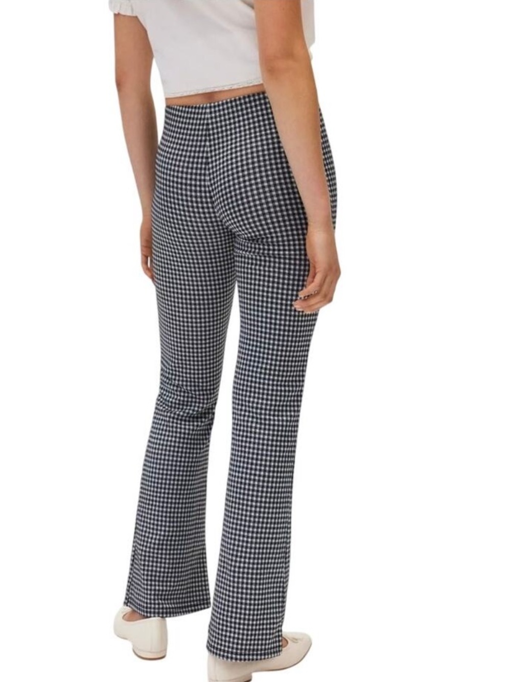 Silence + Noise urban outfitters black white jacquard print flare pull on pants - Picture 2 of 11